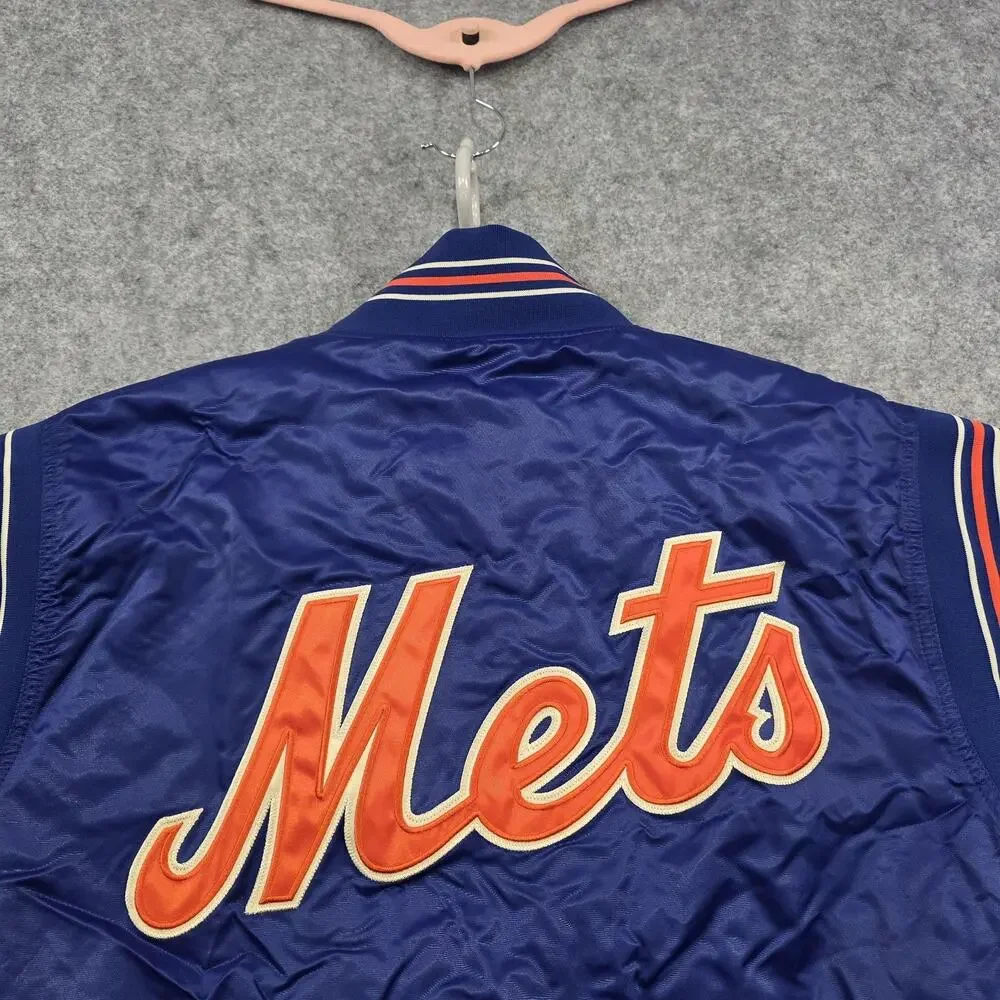 VTG New York Mets Jacket Mens Medium Blue‎ MLB Baseball Satin Varsity Starter